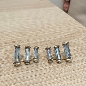 Kendra Scott Clear Baguette Stone Gold Ear Climbers